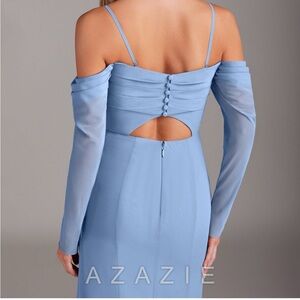 Azazie Blue Off-Shoulder Bodycon Dress for Weddings